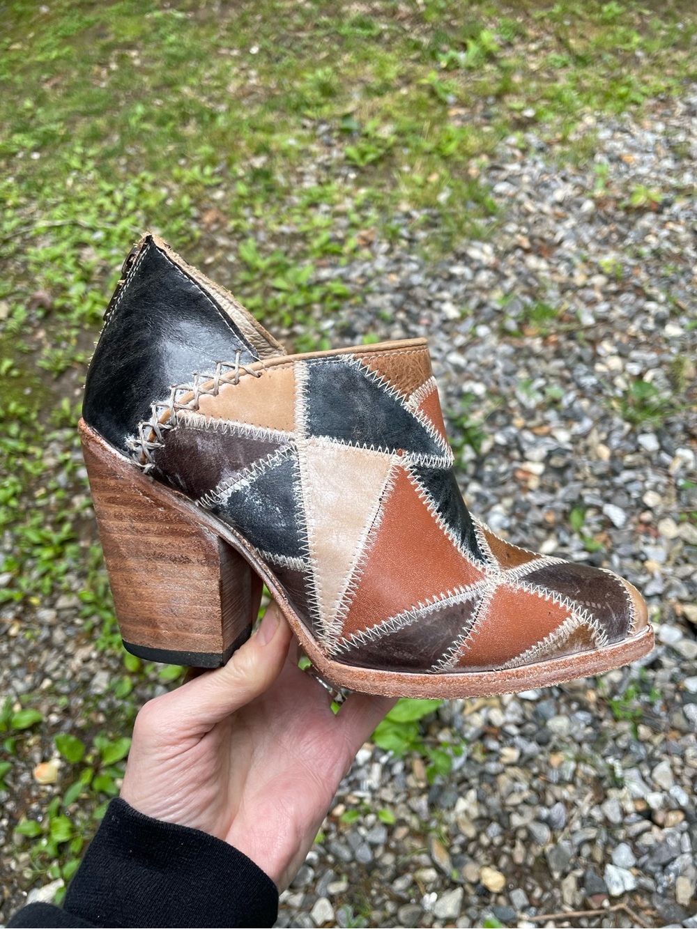 Freebird by Steven Steel Multi Color Patchwork Ankle Boot Size 6